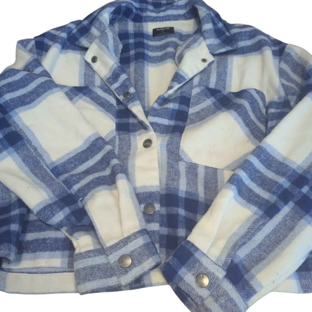 Hurley Plaid cropped shacket womens large
